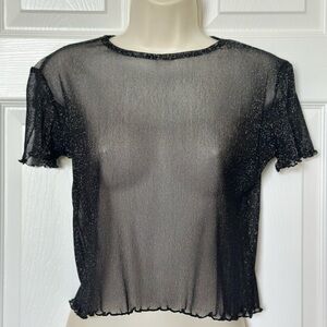 Brandy Melville Black Glitter Sheer Tee